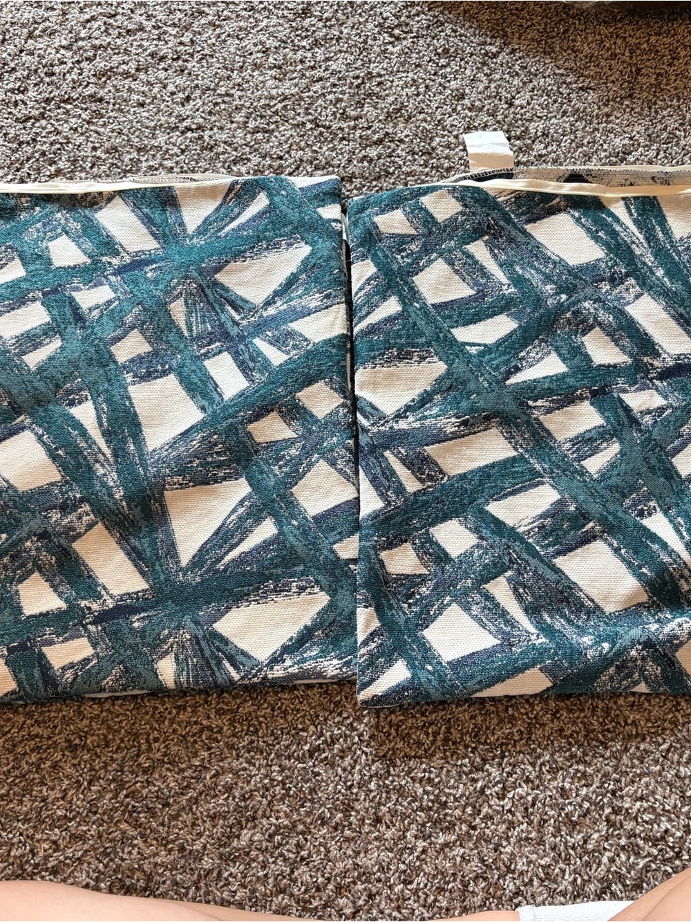 WestTex Decorative Throw Pillow Covers in Teal Brushstroke Pattern, 20x20 (2)